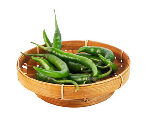 green chilies in a woven basket