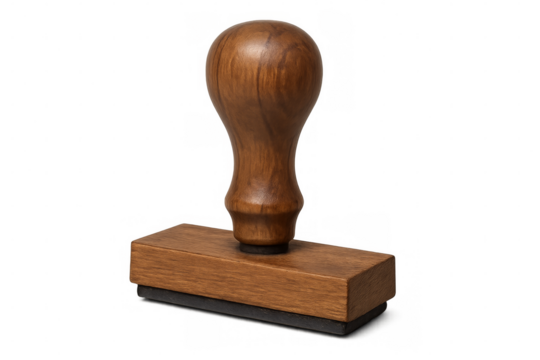 Wooden rubber stamp with transparent background for easy isolation