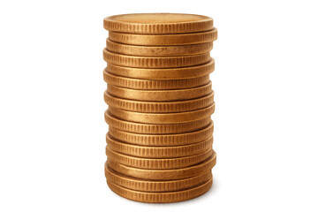 Stack of golden coins increasing profit on transparent background