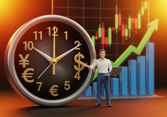 Businessman time and money of success, Financial concept of borrowing money.