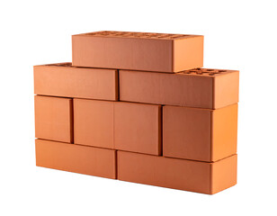 Robust terracotta bricks neatly piled, representing essential components for sturdy architectural structures.
