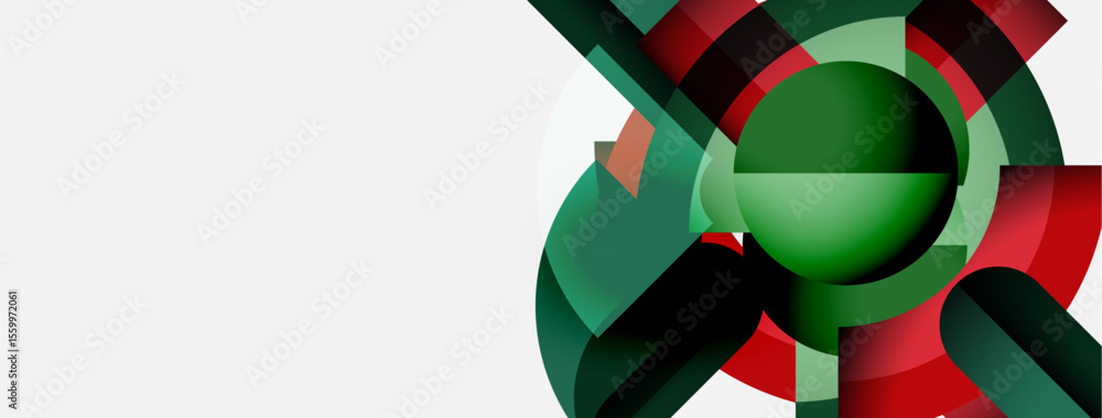 Poster abstract design features overlapping circles, red, green hues. minimalist composition with significa