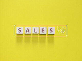 Yellow wall concept with text message, sale icon