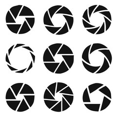 Camera shutter icons set. Vector
