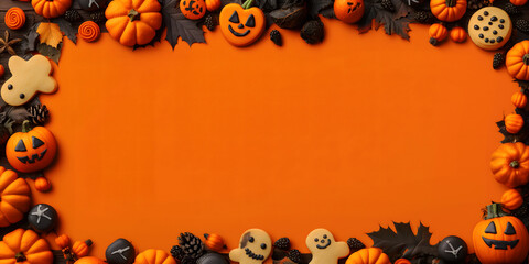 Autumn candy border with halloween charm