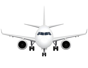 A sleek commercial passenger jet, with its landing gear deployed, stands poised for global air travel.
