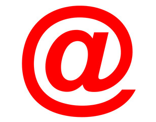 A vibrant red at symbol, a universal icon for digital communication and online identity.