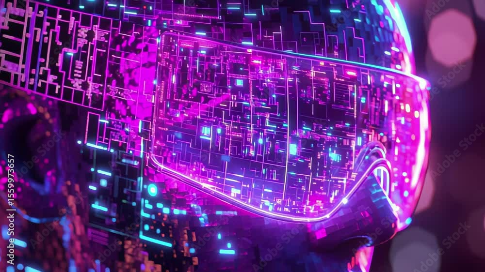 Poster exploring the future with an artificial neural network in vibrant retrowave vhs style, artificial ne