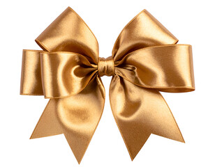Elegant golden gift bow crafted from shimmering satin ribbon, symbolizing joy and special occasions.