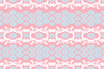 pink seamless pattern, Seamless Pastel Floral Scroll Pattern in Pink and Mint – Elegant Vector Ornament Design