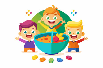 Tropical Beach Sunset with Palm Trees and Ocean Waves – Vibrant Vector Illustration