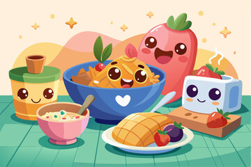 Ideal for use in breakfast-themed designs, food packaging, children's content, or educational materials