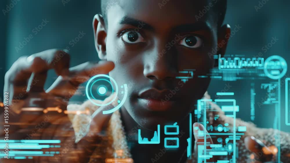Poster closeup of a man using smartphone to interact with touchscreen interface, closeup man uses smartphon