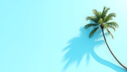 Fototapeta premium Serene Summer Scene Palm Tree Serenity on a Blue Sky