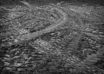 tire tracks in soil