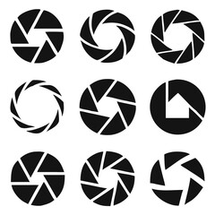 Camera shutter icons set. Vector