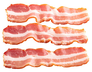 Perfectly marbled uncooked bacon slices showcasing rich meat and fat textures for culinary use