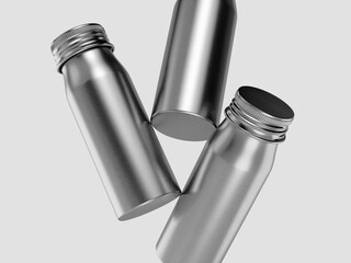 Realistic Stainless Steel Water Bottler Flask Mockup 3D Rendering
