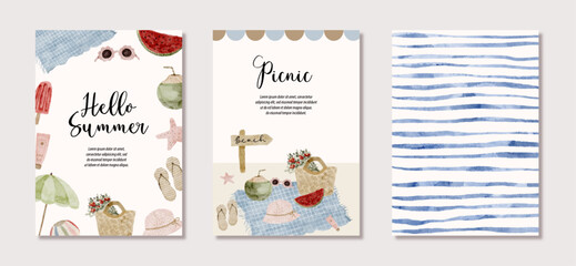 summer picnic multipurpose card watercolor background