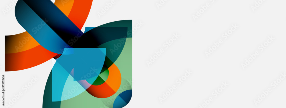 Aufkleber Abstract shapes overlap, creating vibrant color blends. Modern design features flowing forms, light background.