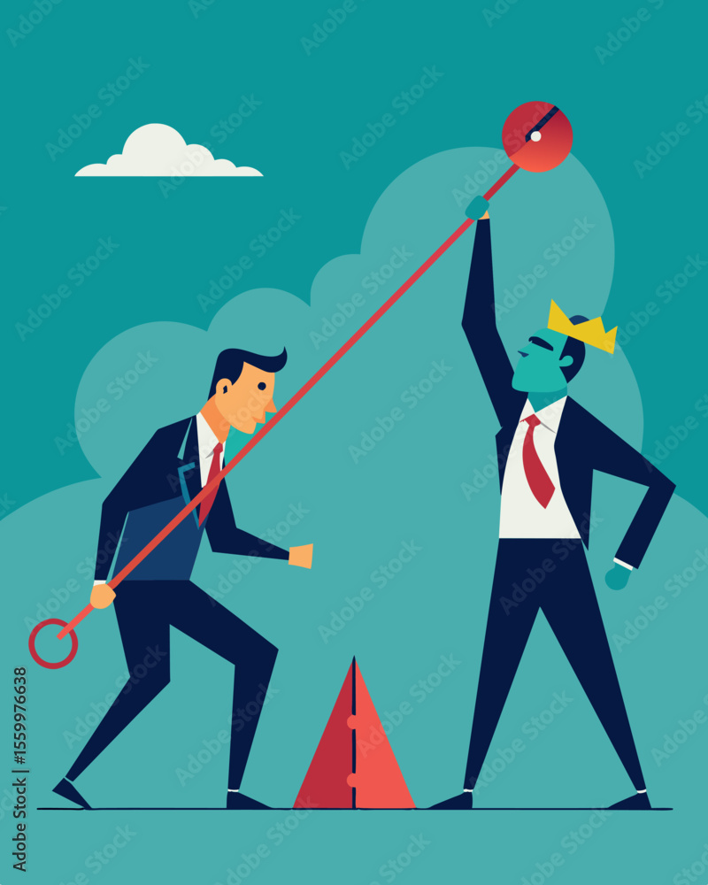 Poster a battle between selfdoubt and selfconfidence resulting in a cognitive tugofwar.. vector illustratio