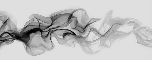 Abstract grayscale image featuring flowing smoke patterns against a light background in a horizontal format