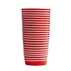 Stack of red plastic cups isolated on transparent background