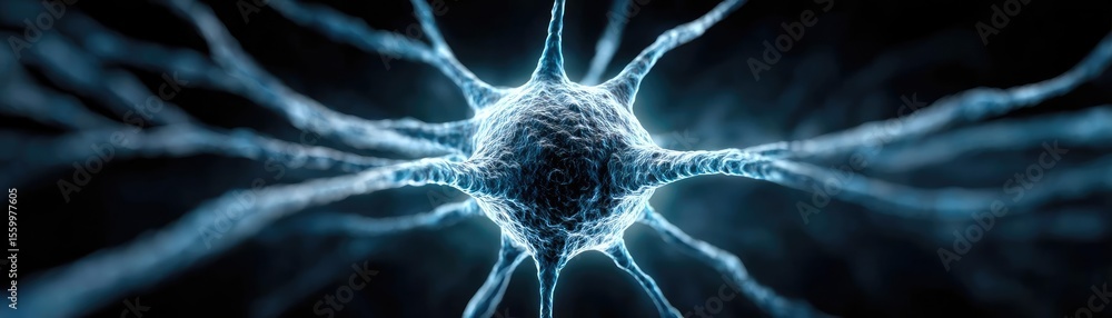 Poster cortex processor supports neuron activation process concept. detailed close-up of a neuron with intr