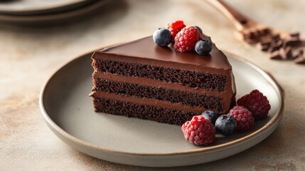 Delicious Chocolate Cake with Berries