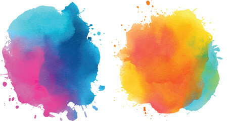 set of Abstract watercolor shapes on white background. watercolor rainbow splash, rainbow splashes, Colorful paint strokes isolated on a white background,