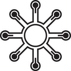 Obraz premium Bold Circuit Node Network Modern Tech Hub Abstract Vector Illustration, Modern Tech Link, Abstract Connection Art, Circuit Hub Symbol, Digital Node Icon