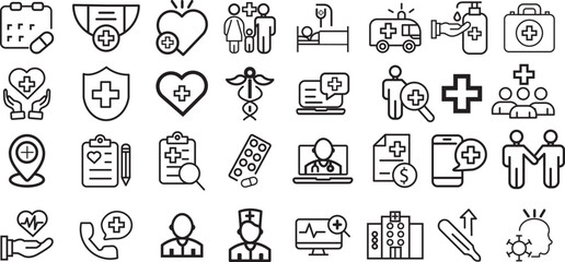 Obraz premium Hand drawn medical icon set vector collection for web and business design