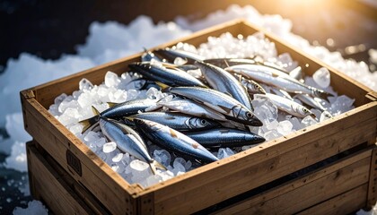 Fresh Seafood Market Catch Silver Fish on Ice