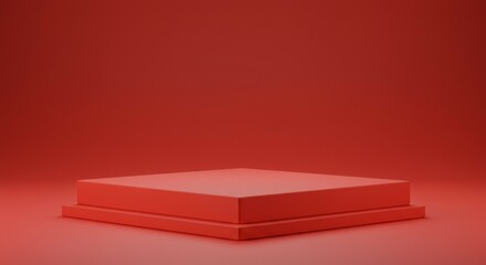 Red Square Platform Display Stand for Product Showcase