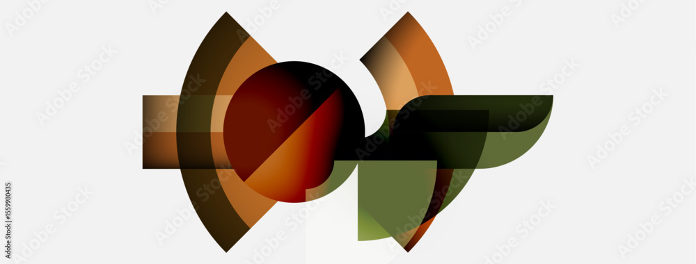 Aufkleber abstract geometric shapes overlap, creating dynamic composition. warm browns, greens dominate neutra