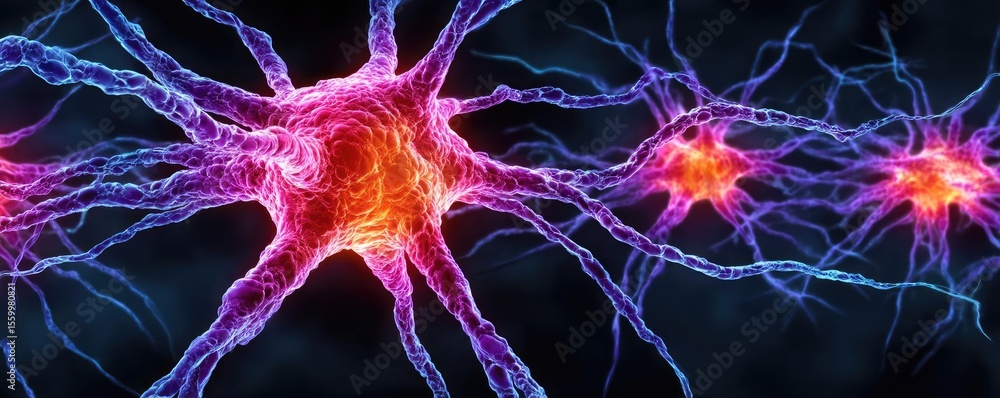 Aufkleber neuro logic for adaptive neuron and biological concept. vibrant neurons showcasing connections in th