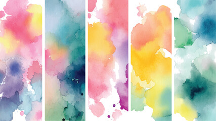 set of colorful texture abstract watercolor brush strokes hyper realistic transparent background 