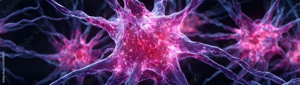 Poster neuro logic for adaptive neuron and biological concept. detailed illustration of neurons in vibrant 
