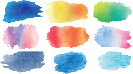 Colorful grunge bold brush strokes with noise texture. Vector color highlighter brush lines. Hand drawing.