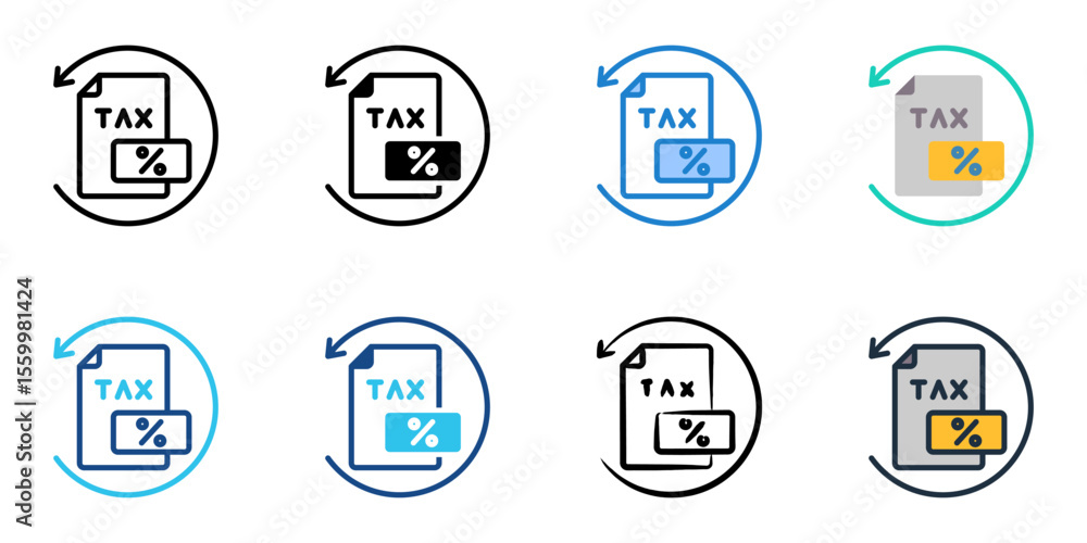 Poster tax return icon set multiple style collection