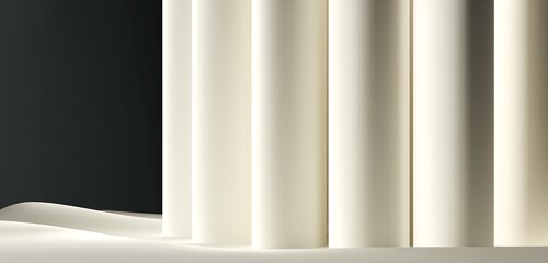 Close up view of white cylindrical shapes against a dark background in a studio setting