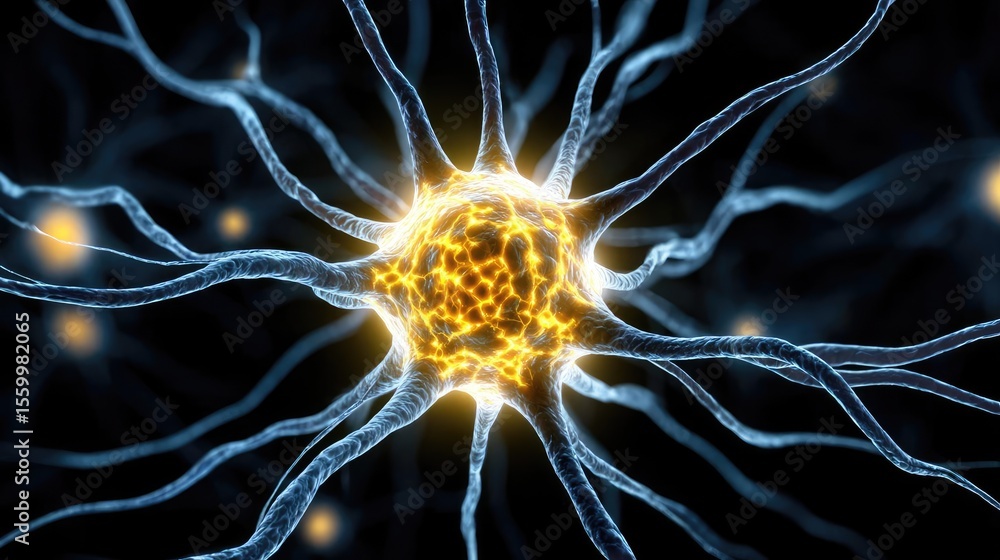 Aufkleber Cortex processor supports neuron activation process concept. Visual representation of a neuron showcasing its structure.
