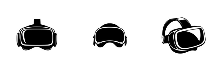 Obraz premium Silhouette pictogram isolated vector icons representing virtual reality headsets in modern digital experiences