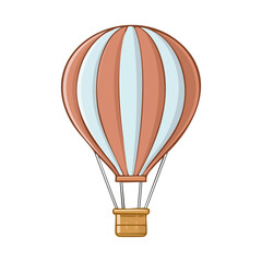 Naklejka premium Hot air balloon blue stripe vector illustration. Graphic isolated colorful aircraft. Balloon festival. 