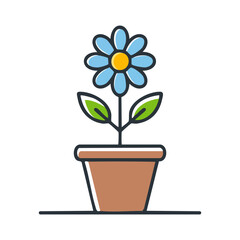 Fototapeta premium Flower Pot vector, flower pot drawing coloring book for children