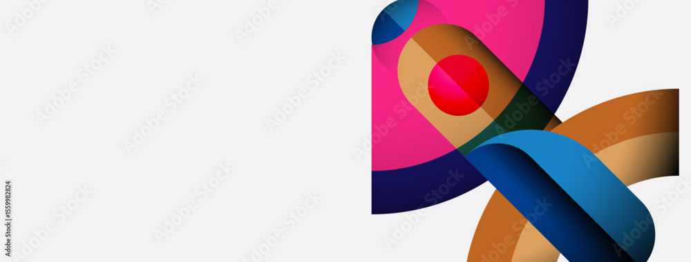 Aufkleber Abstract colorful shapes overlap, creating dynamic composition. Red circle adds focal point against vibrant hues. Modern design.