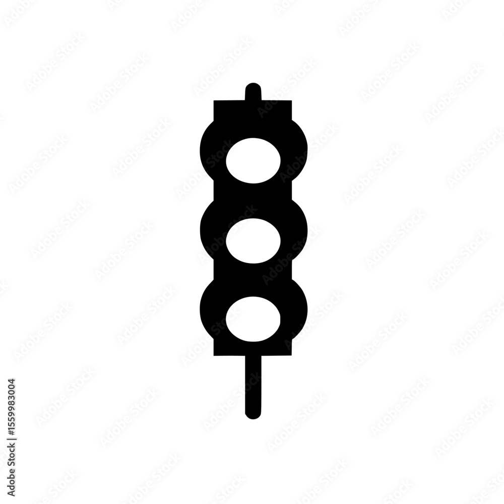 Poster traffic signal silhouette set showcasing isolated vector icons designed for easy identification and 