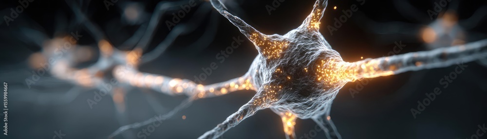 Aufkleber Neuro logic for adaptive neuron and biological concept. Detailed depiction of a neuron highlighting its structure.