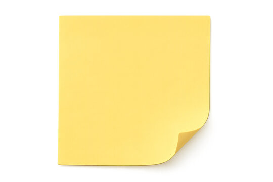Yellow sticky note curled corner on transparent background