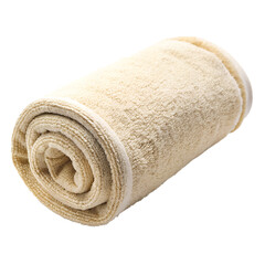 Towel Neatly Rolled Up On White Background